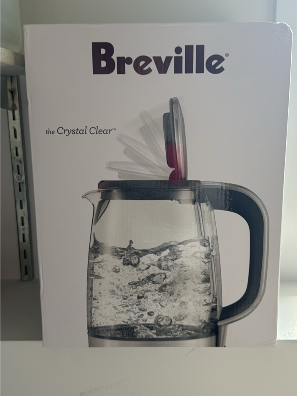 Breville Electric Kettle - Clear Glass with Black Handle and Silver Base